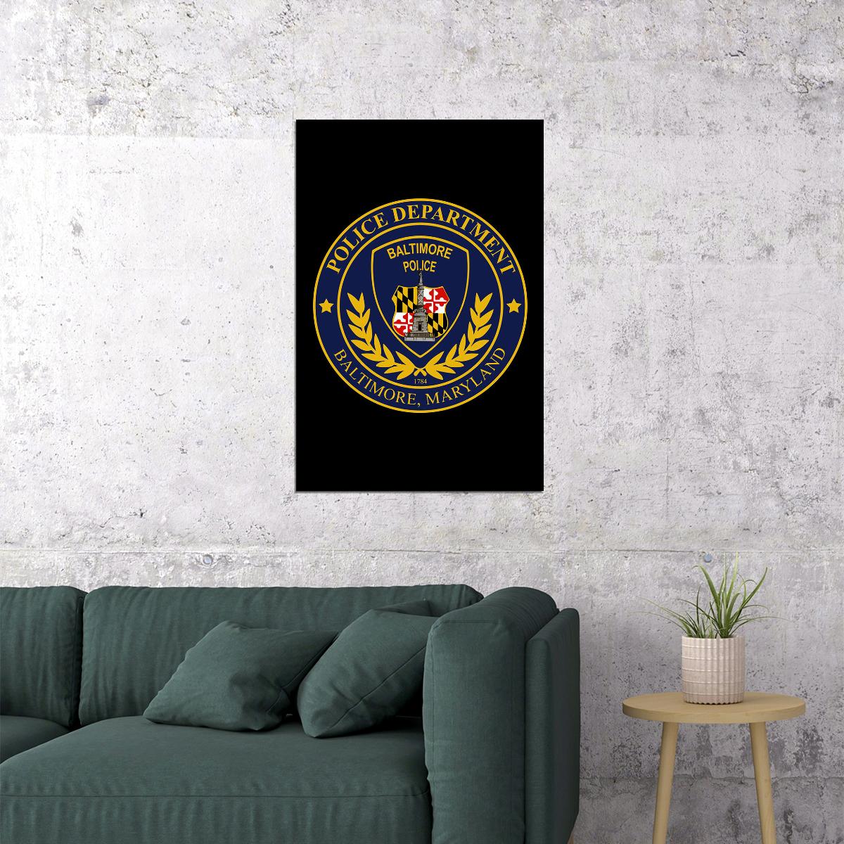 Baltimore Police Department Watercourse Control Poster Wall Art Print Home Wall Decor