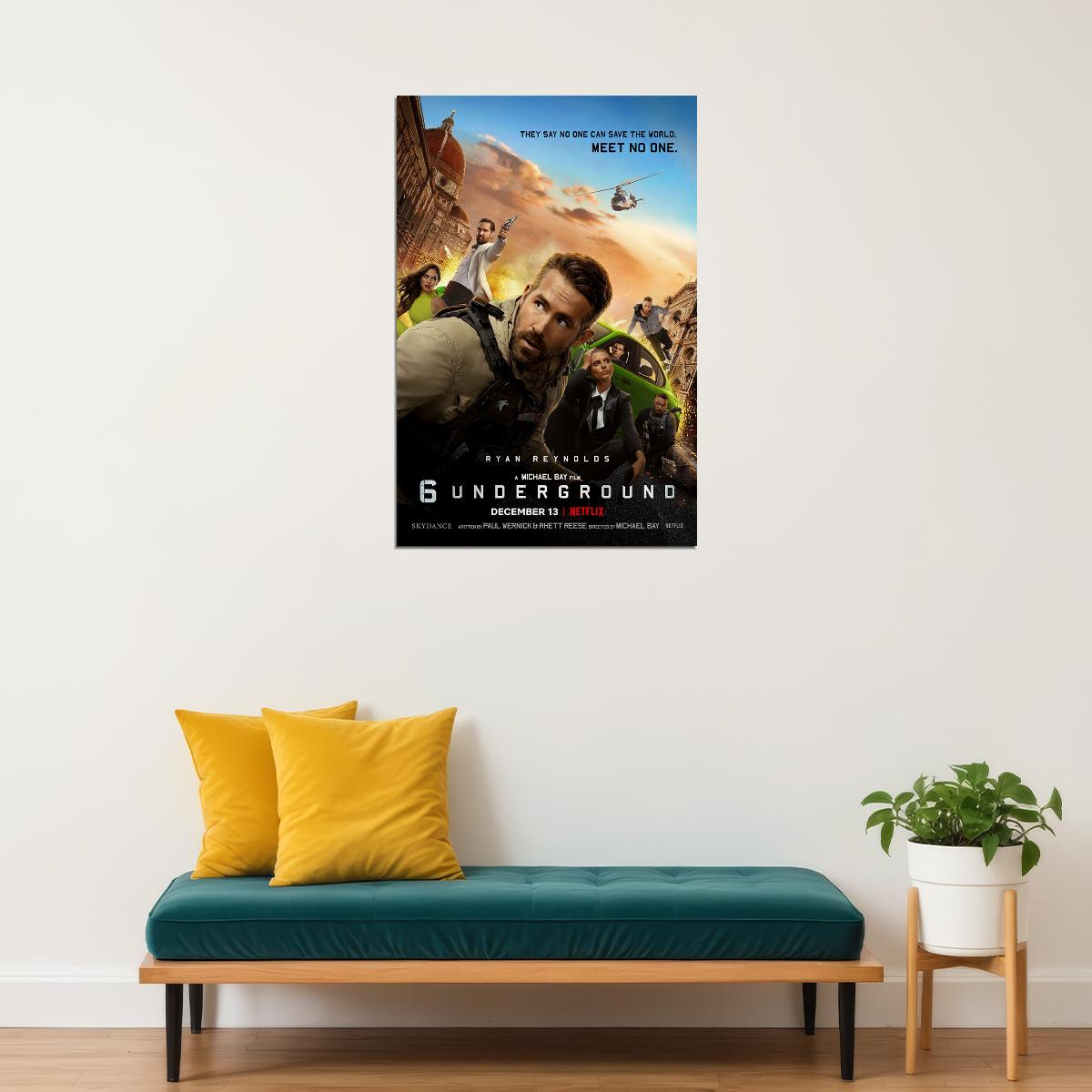 6 Underground 2019 Ryan Reynolds Action Thriller Poster Wall Art Print Home Wall Decor