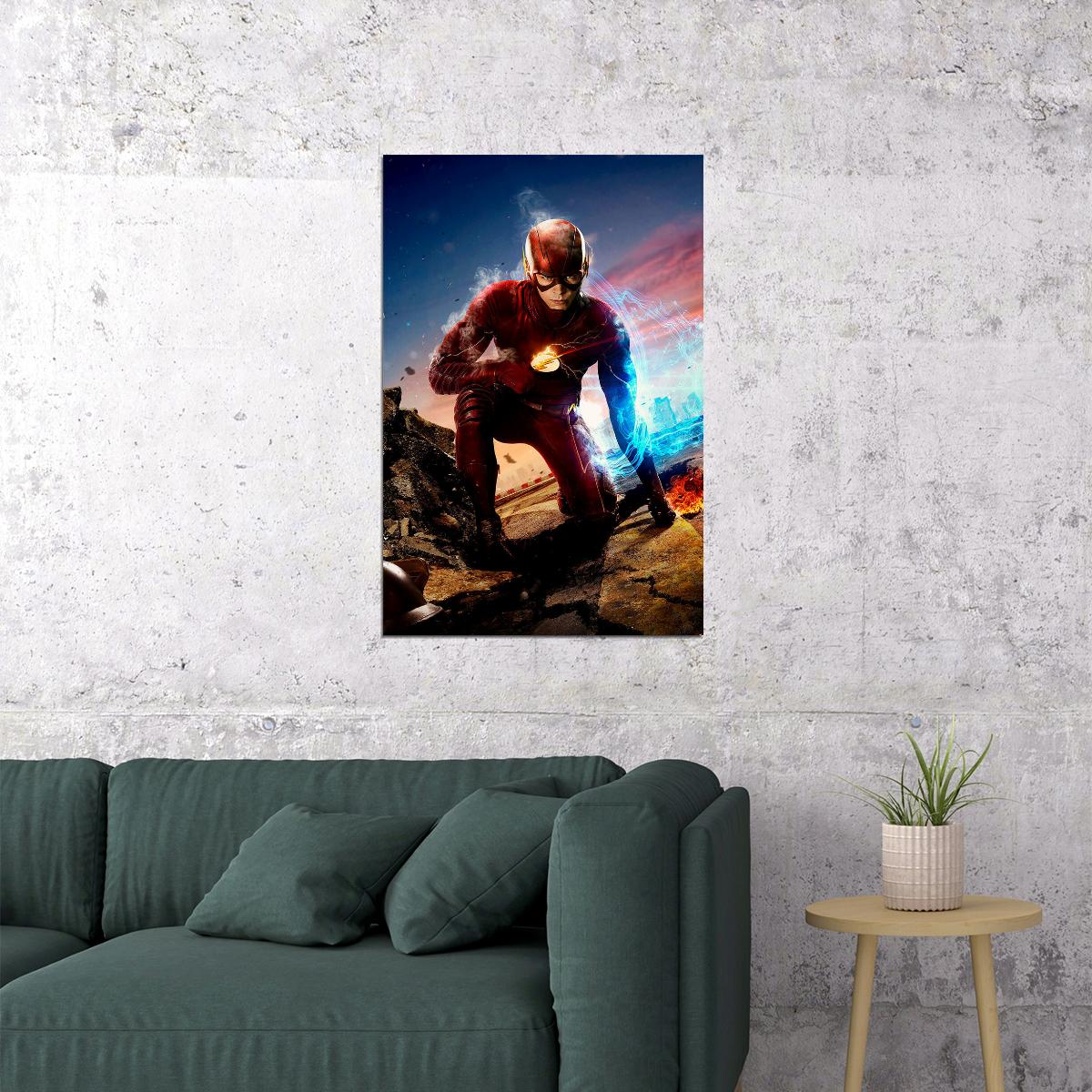 The Flash Season 4 2 Tv Series Shows Superhero Action Poster Wall Art Print Home Wall Decor