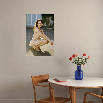 Anne Hathaway Sitting Posing Singer Artist Poster Wall Art Print Home Wall Decor - xonomax