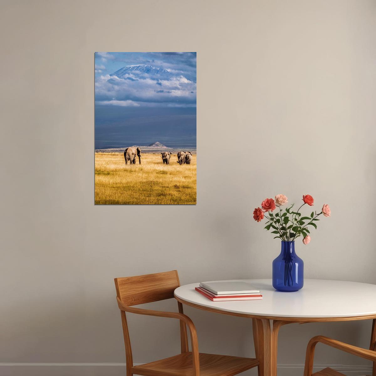 Mount Kilimanjaro From Kenya Famous Places Poster Wall Art Print Home Wall Decor - xonomax