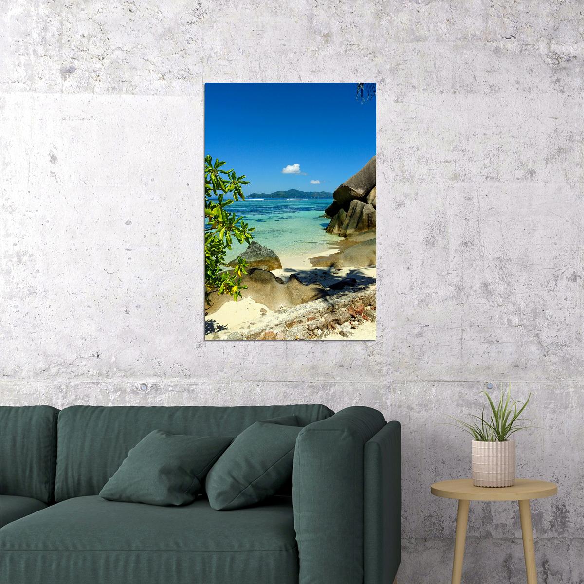 La Digue Seychelles Sea Landcape Poster Wall Art Print Home Wall Decor - xonomax