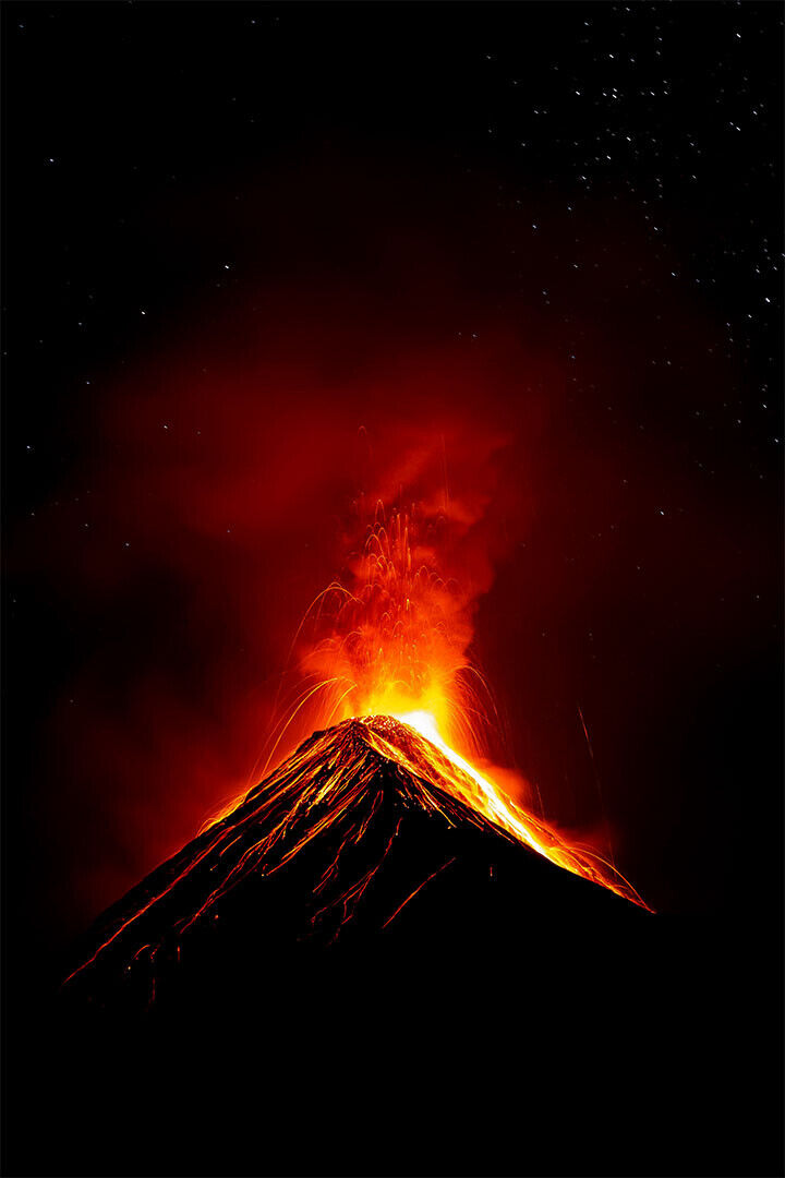 Eruption Of Stromboli Volcano At Night Poster Wall Art Print Home Wall Decor - xonomax