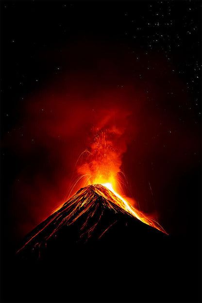Eruption Of Stromboli Volcano At Night Poster Wall Art Print Home Wall Decor - xonomax