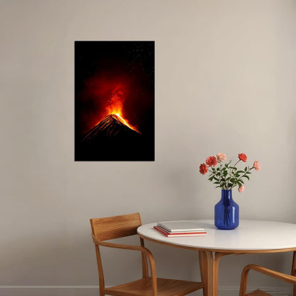 Eruption Of Stromboli Volcano At Night Poster Wall Art Print Home Wall Decor - xonomax