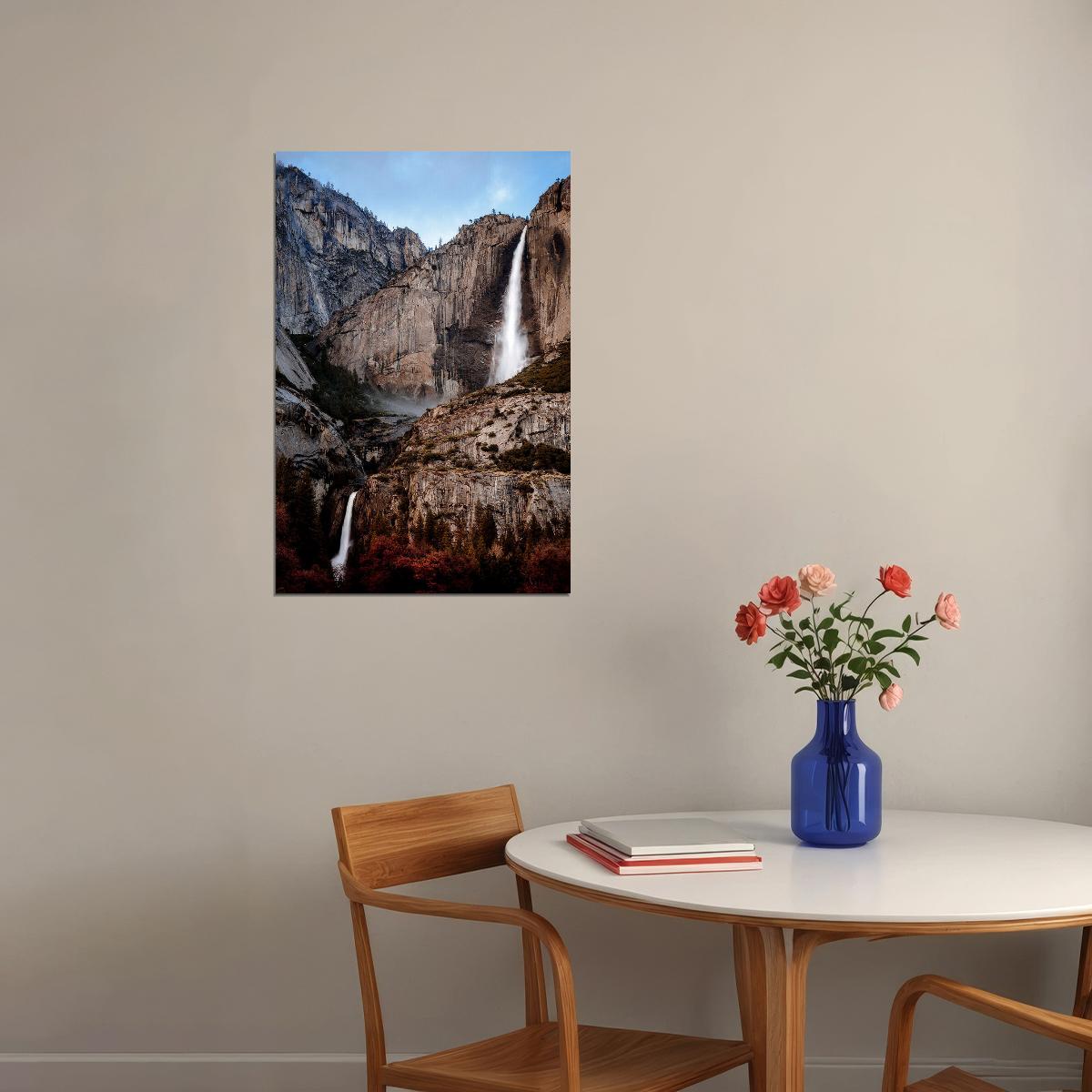 Yosemite Falls In Yosemite Valley Landscape Poster Wall Art Print Home Wall Decor