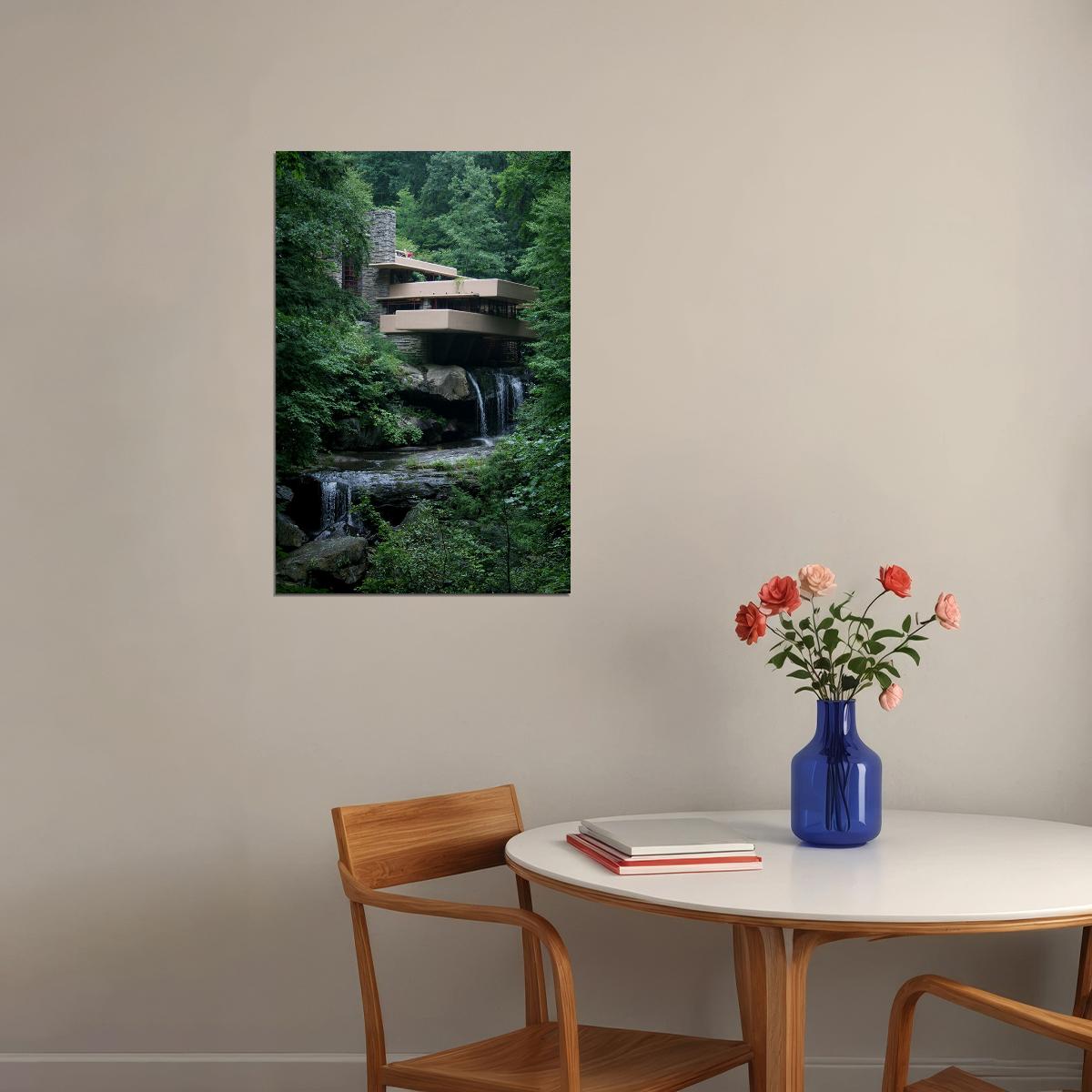 Exterior View Of Fallingwater Landscape Photo Poster Wall Art Print Home Wall Decor - xonomax
