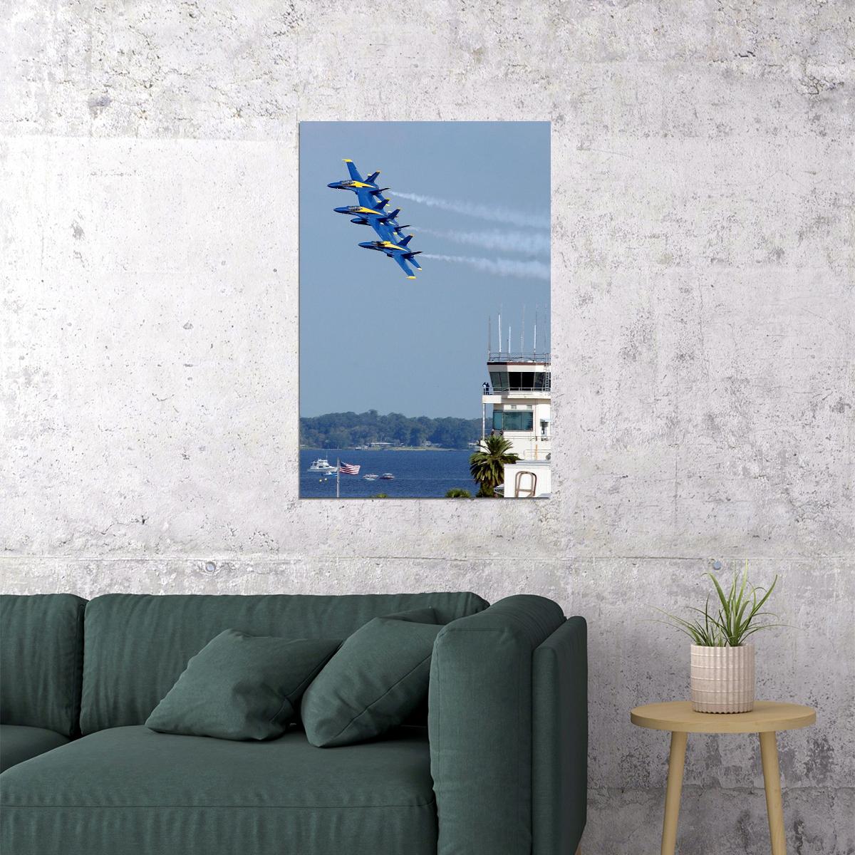 Blue Angels Flying In Formation Poster Wall Art Print Home Wall Decor