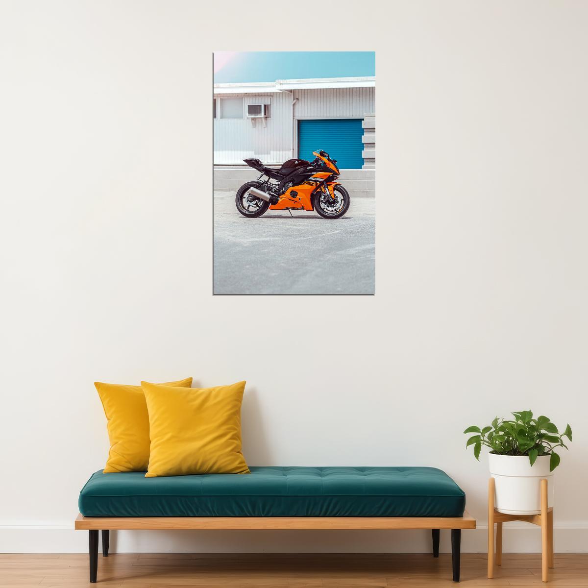 2020 Yamaha R6 Molten Orange Motorcycle Poster Wall Art Print Home Wall Decor