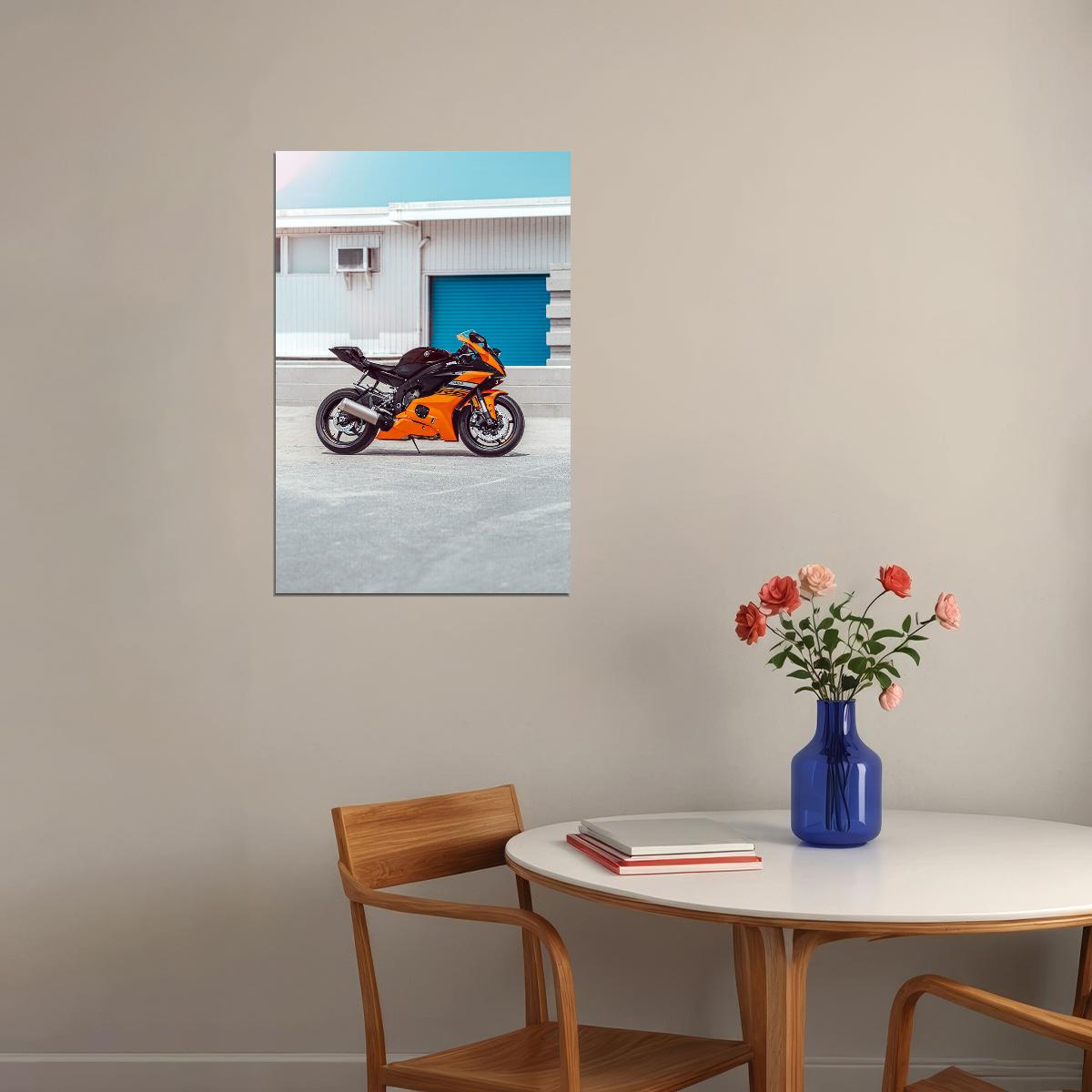 2020 Yamaha R6 Molten Orange Motorcycle Poster Wall Art Print Home Wall Decor