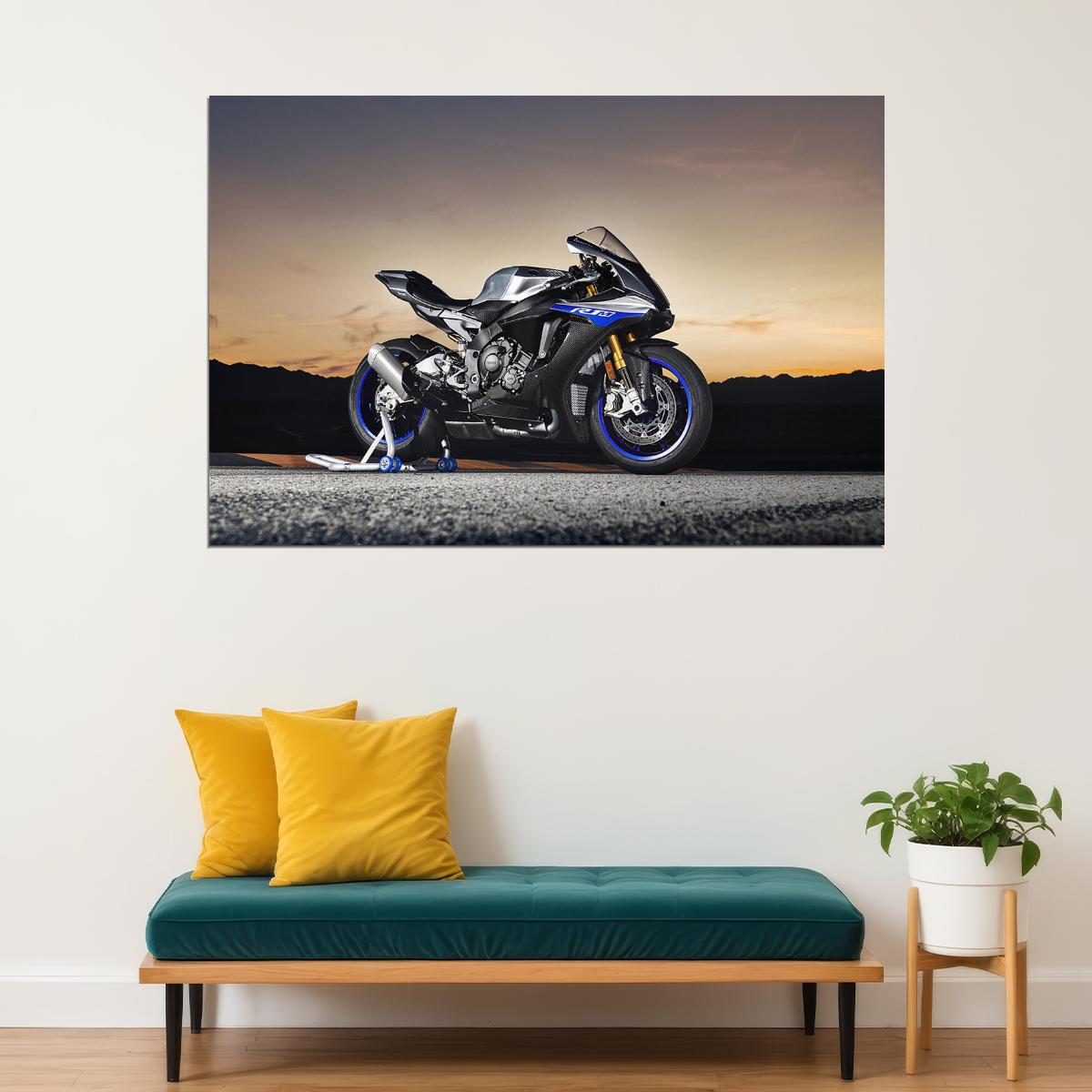 Yamaha Yzf R1m Racing Motorcycle Sports Motorcycle Poster Wall Art Print Home Wall Decor