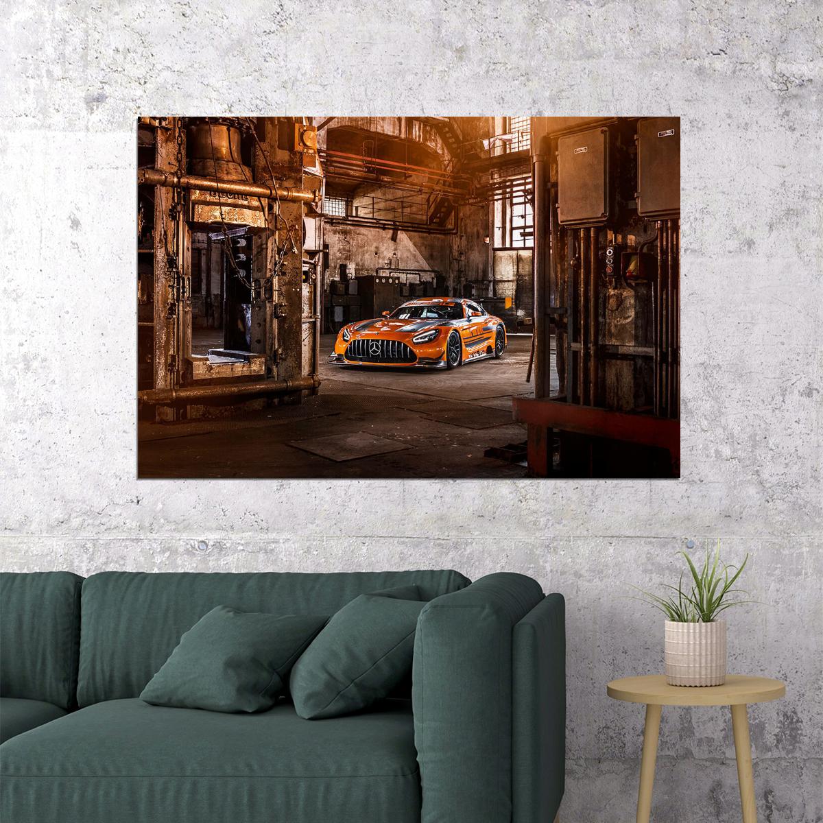 Mercedes Amg Gt3 Sports Car Racing Car Vehicle Poster Wall Art Print Home Wall Decor