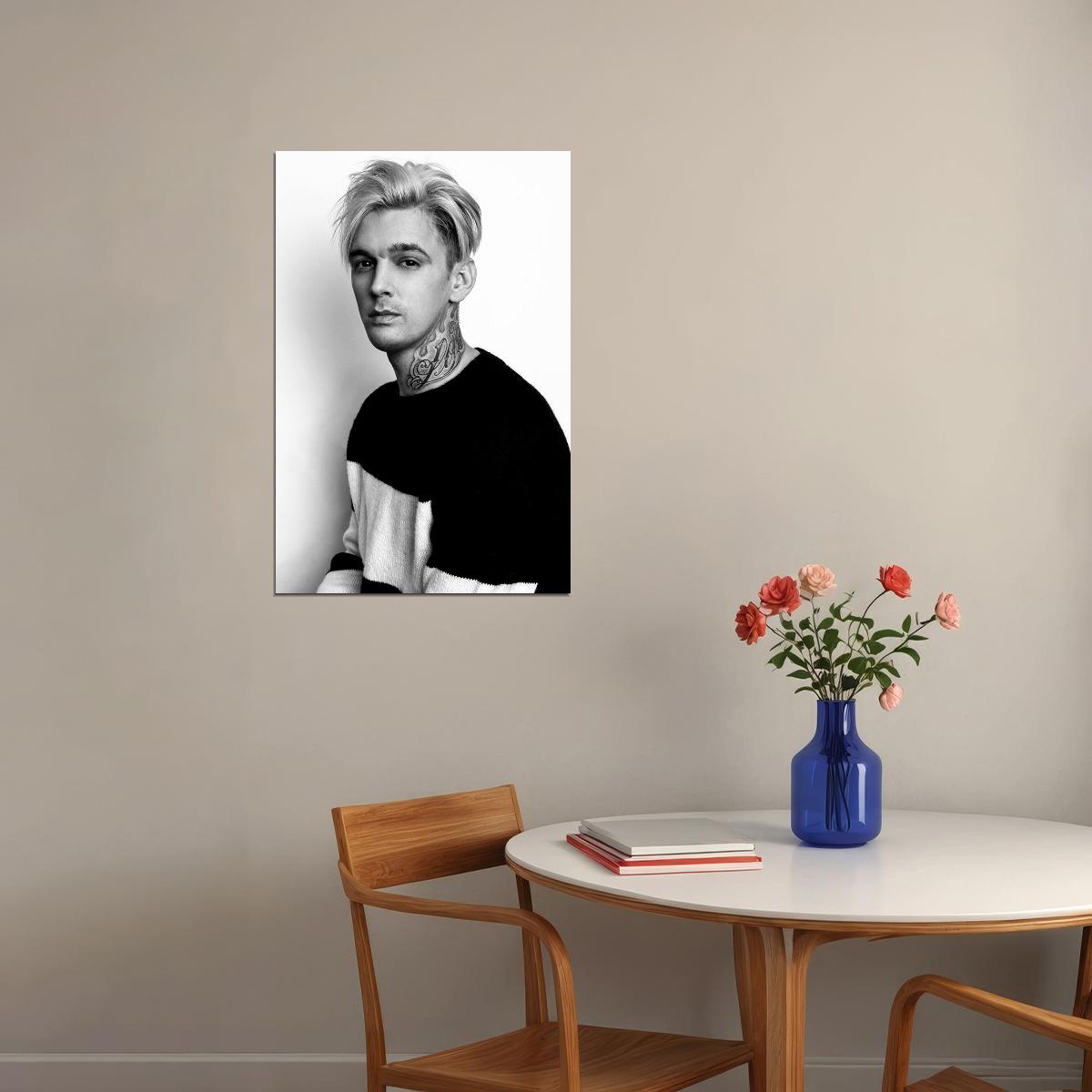 Aaron Carter Singer Rapper Black White Photo Poster Wall Art Print Home Wall Decor