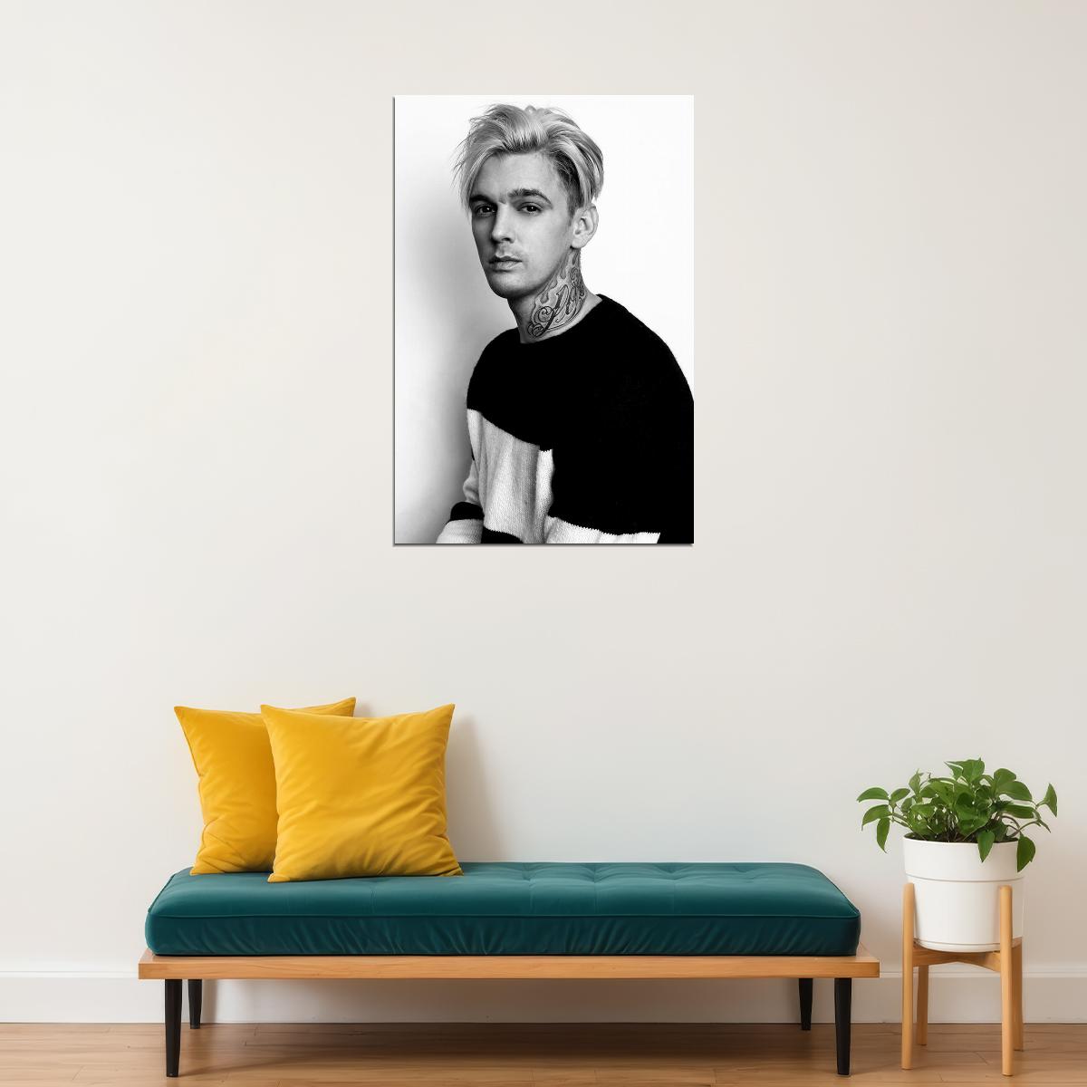 Aaron Carter Singer Rapper Black White Photo Poster Wall Art Print Home Wall Decor