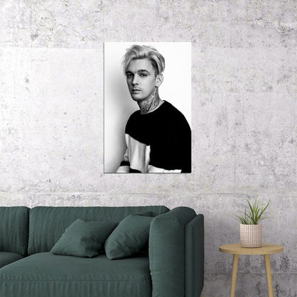 Aaron Carter Singer Rapper Black White Photo Poster Wall Art Print Home Wall Decor