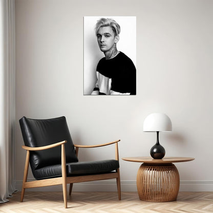 Aaron Carter Singer Rapper Black White Photo Poster Wall Art Print Home Wall Decor