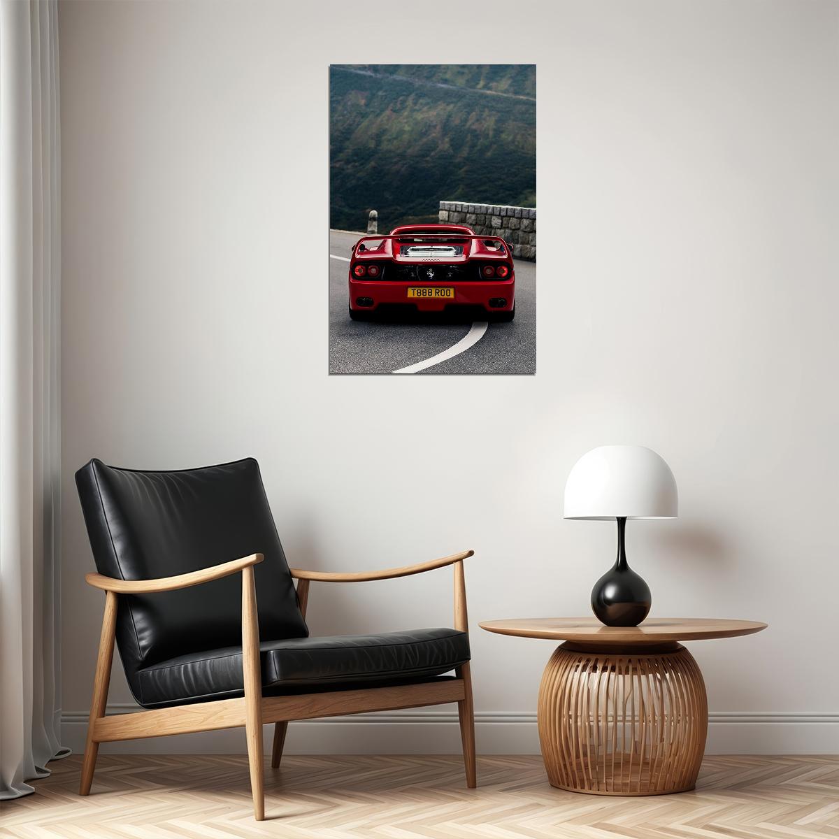 Cars Red Ferrari Landscape Road Land Vehicle Photo Poster Wall Art Print Home Wall Decor