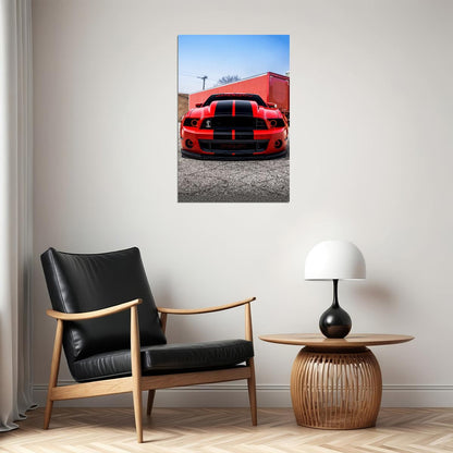 Mustang Cobra Gt500 Red Car Extreme Machines Poster Wall Art Print Home Wall Decor