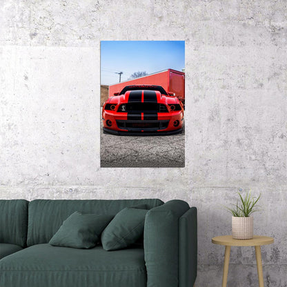 Mustang Cobra Gt500 Red Car Extreme Machines Poster Wall Art Print Home Wall Decor