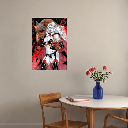 Lady Death Animation Fantasy Red Background Poster Wall Art Print Home Wall Decor