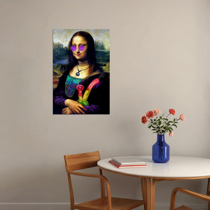 Naughty Mona Lisa Marijuana Themed Oil Poster Wall Art Print Home Wall Decor