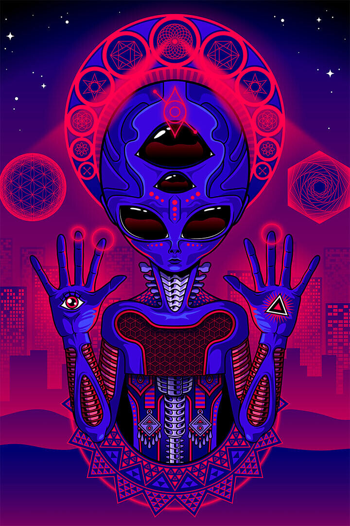 Alien Black Light Colorful Pattern Picture Poster Wall Art Print Home Wall Decor