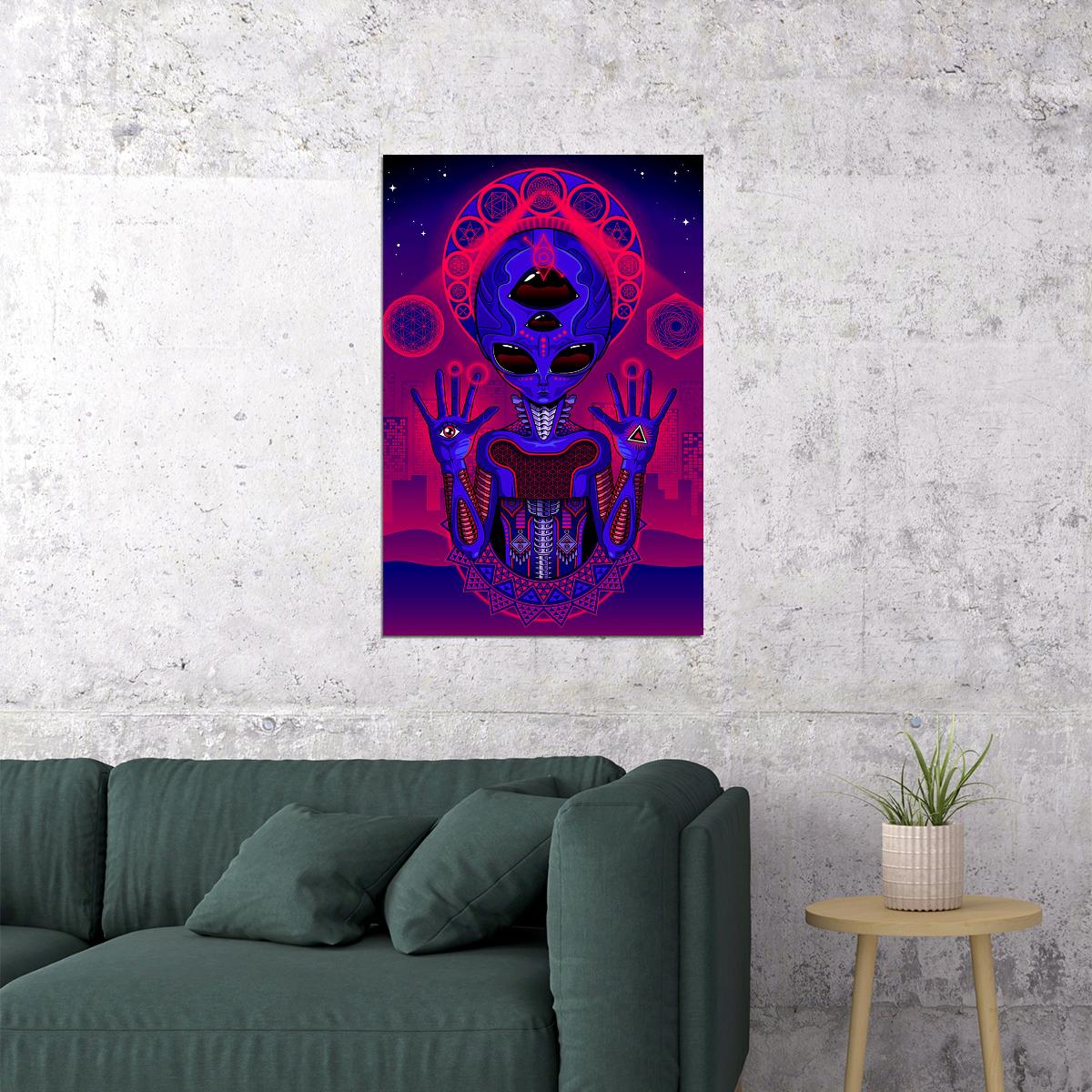 Alien Black Light Colorful Pattern Picture Poster Wall Art Print Home Wall Decor