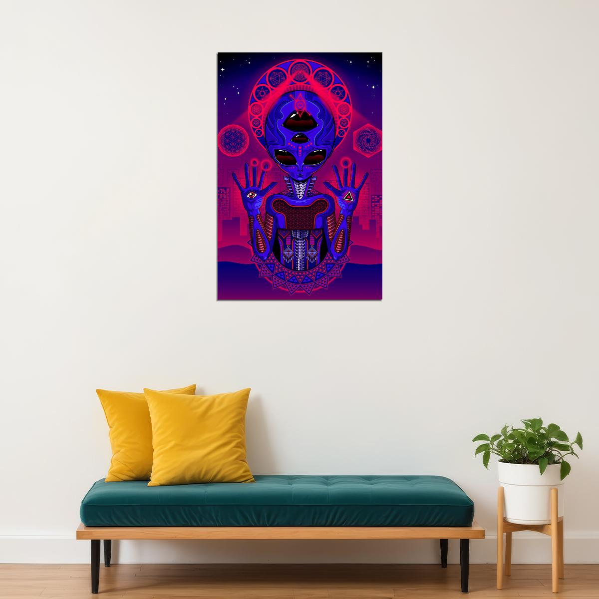 Alien Black Light Colorful Pattern Picture Poster Wall Art Print Home Wall Decor