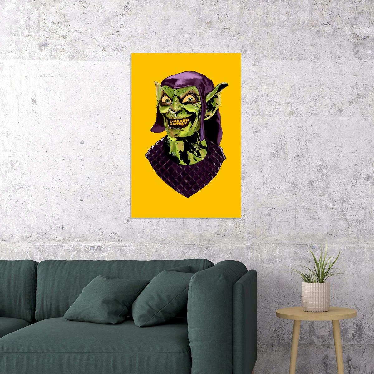 Green Goblin Cartoon Drawing Artwork Poster Wall Art Print Home Wall Decor