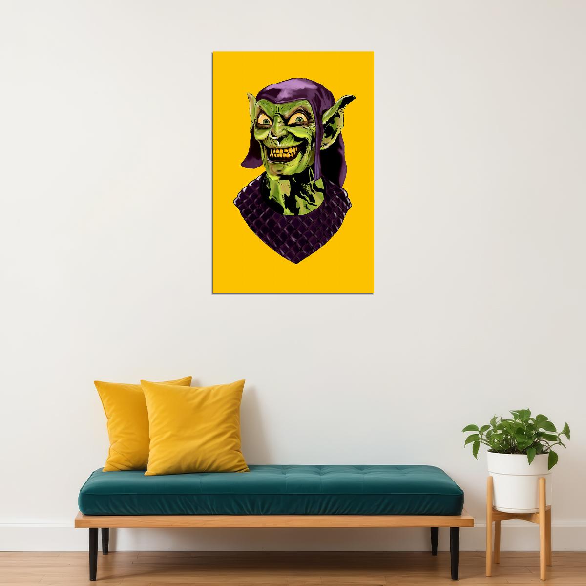 Green Goblin Cartoon Drawing Artwork Poster Wall Art Print Home Wall Decor