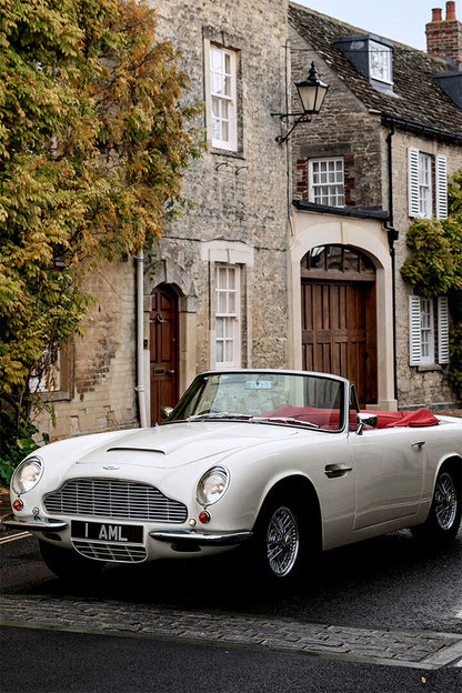 Old White Aston Martin Classic Poster Wall Art Print Home Wall Decor