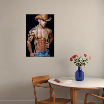 Cowboy With Horse Handsome Male Model Poster Wall Art Print Home Wall Decor - xonomax