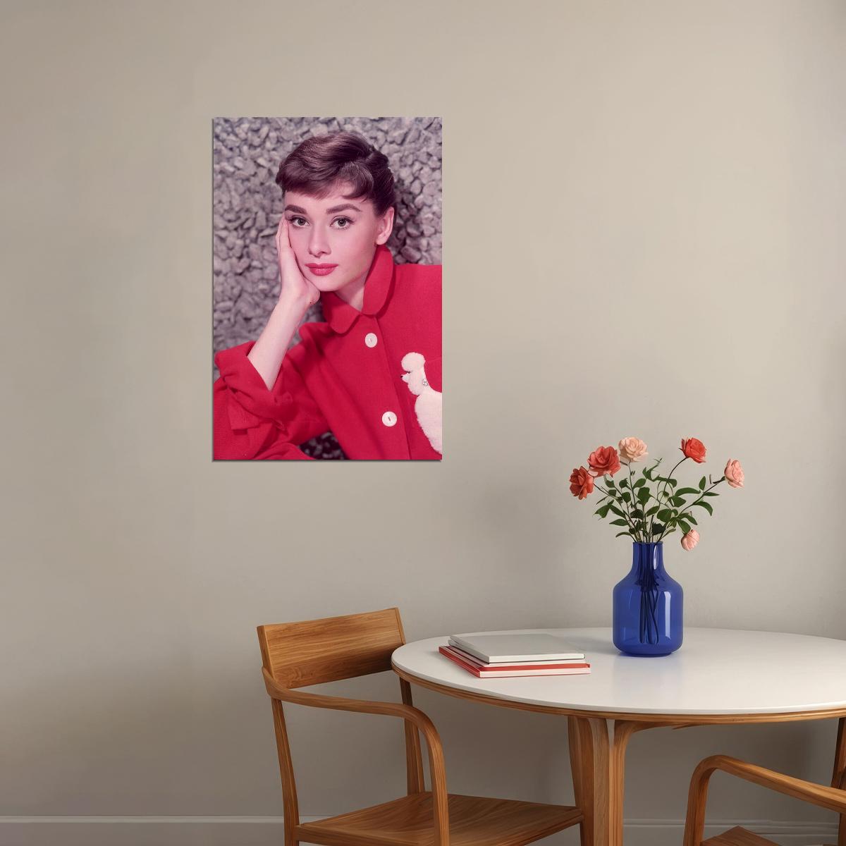 Audrey Hepburn Actress Red Clothes Poster Wall Art Print Home Wall Decor