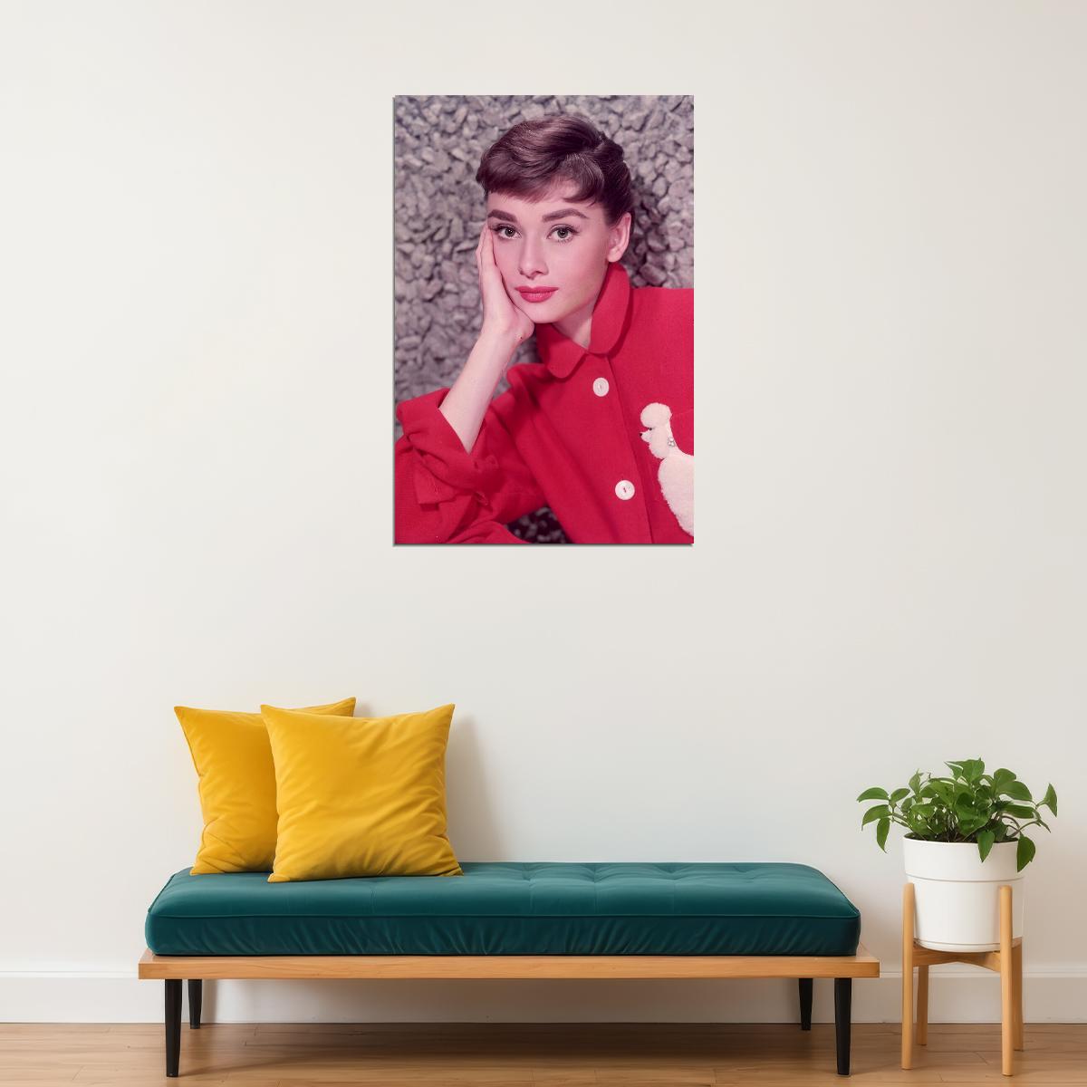 Audrey Hepburn Actress Red Clothes Poster Wall Art Print Home Wall Decor