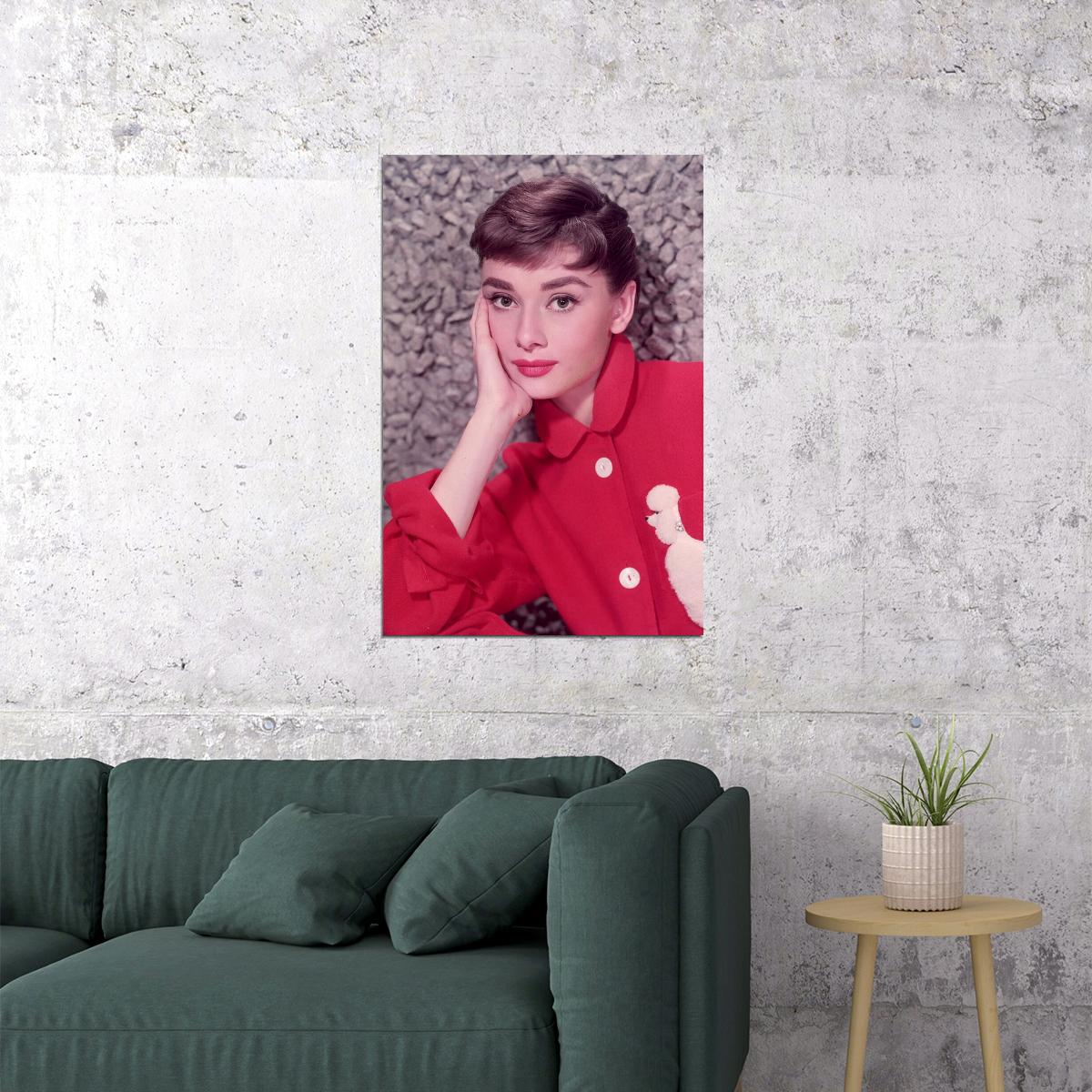 Audrey Hepburn Actress Red Clothes Poster Wall Art Print Home Wall Decor