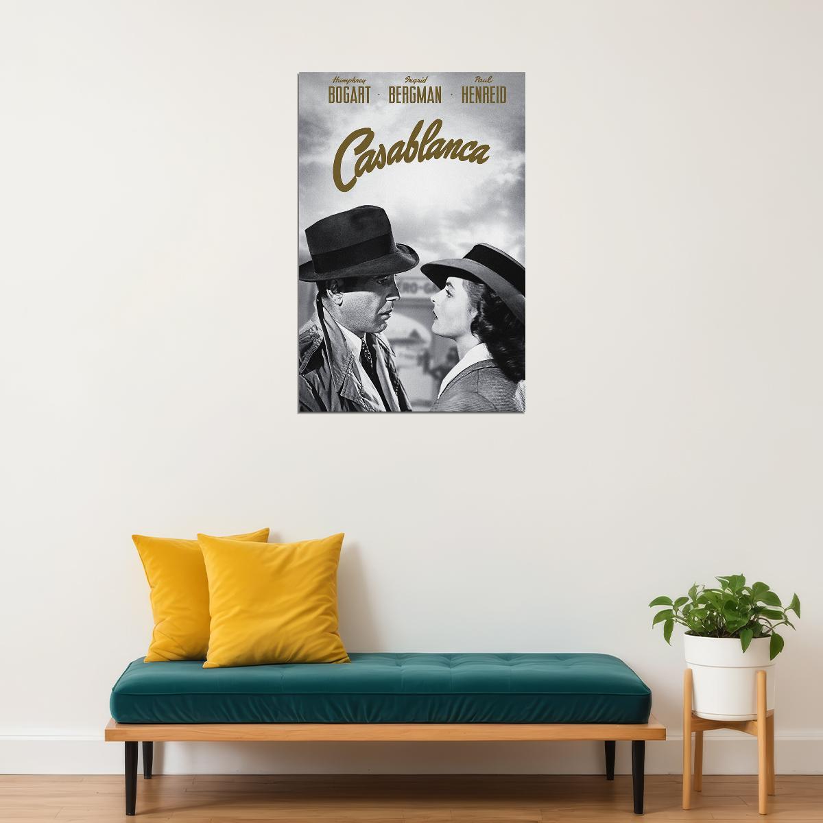 Casablanca Bogart Bergman Movie Drama Poster Wall Art Print Home Wall Decor - xonomax