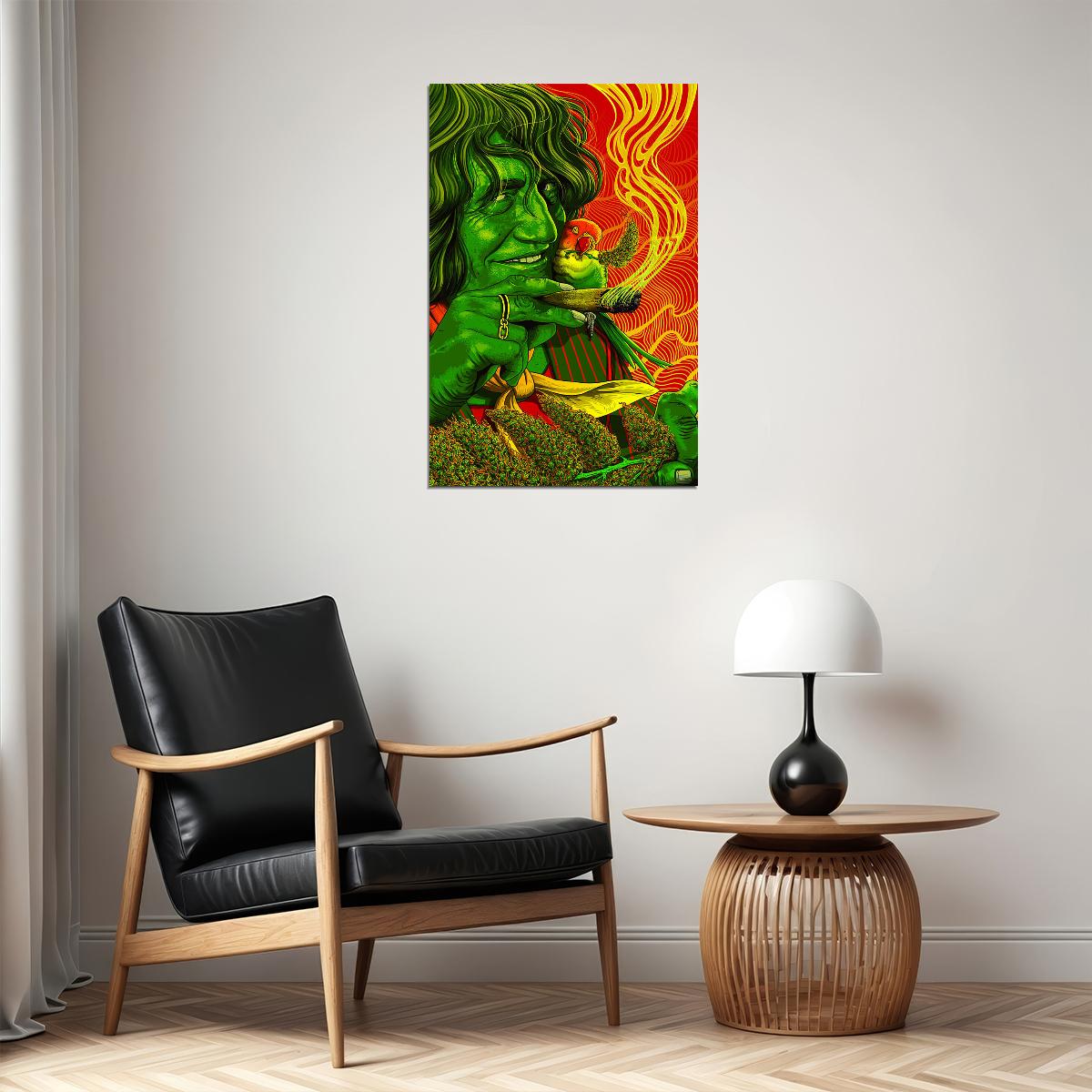 Marijuana Theme Psychedelic Spiral Leaf Poster Wall Art Print Home Wall Decor