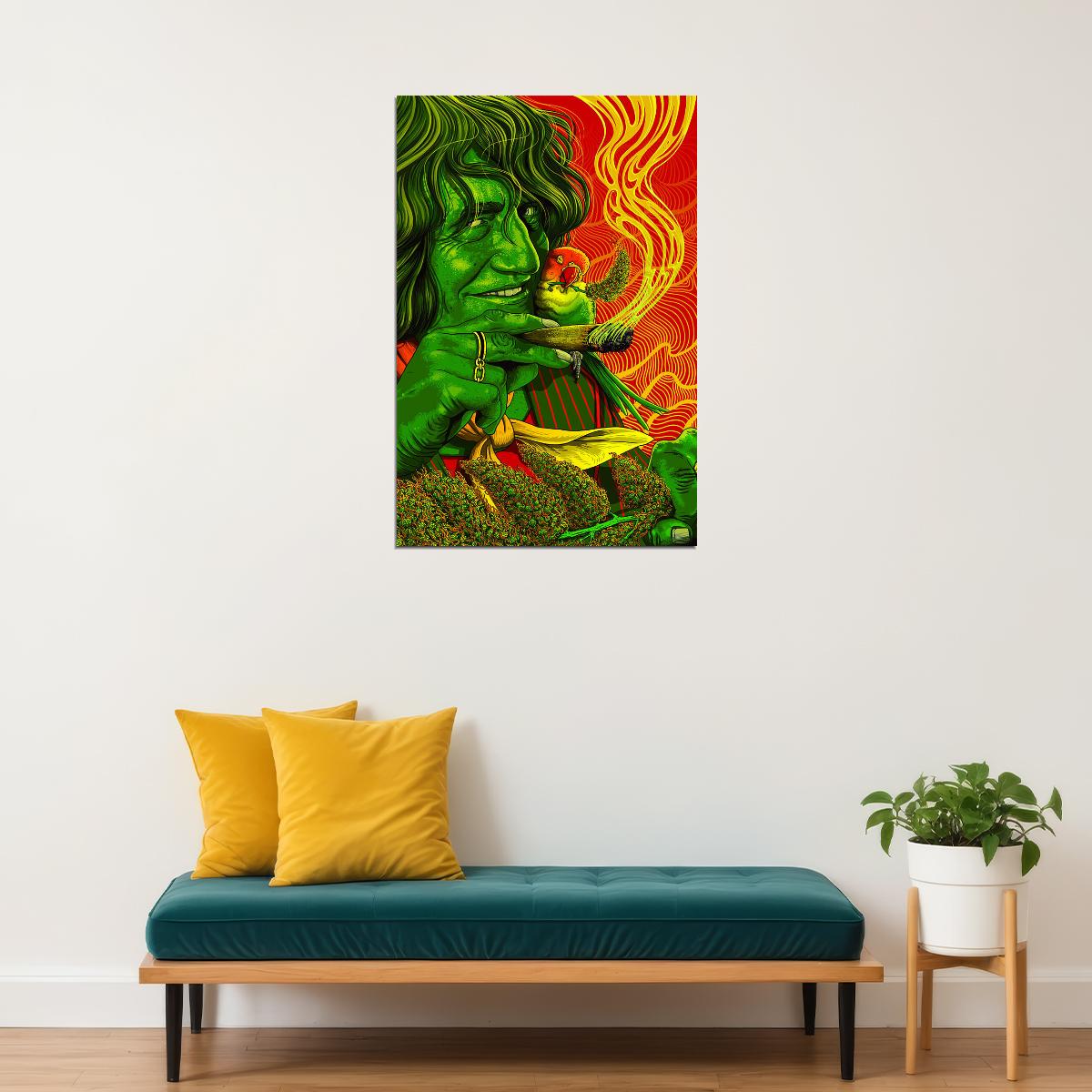 Marijuana Theme Psychedelic Spiral Leaf Poster Wall Art Print Home Wall Decor