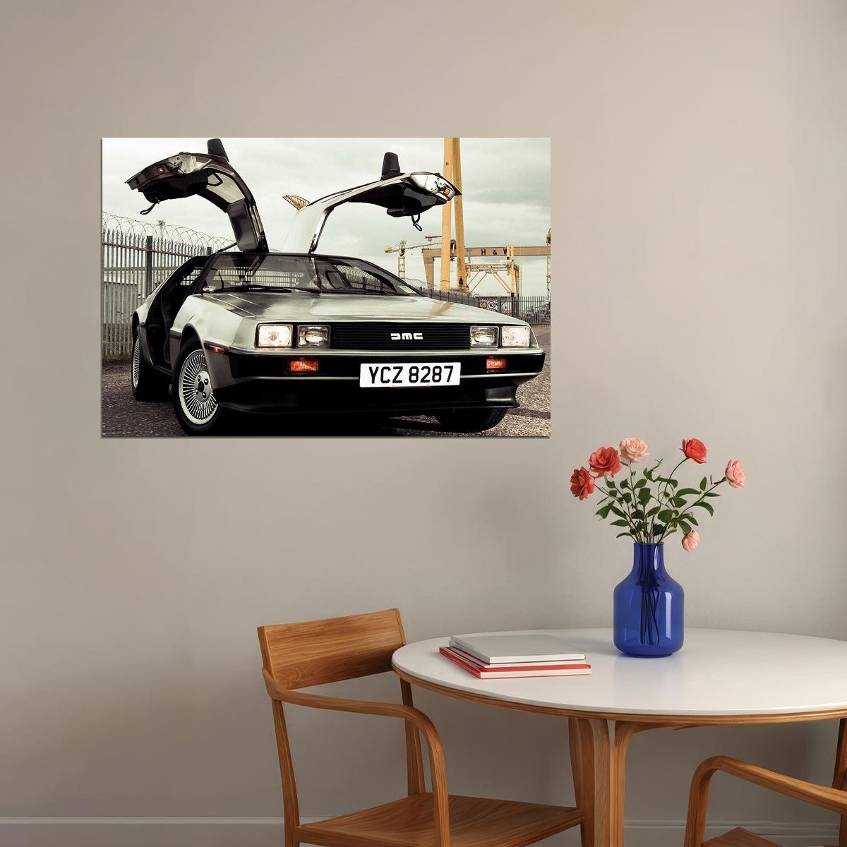 Delorean Dmc 12 1981 Super Race Car Machine Poster Wall Art Print Home Wall Decor