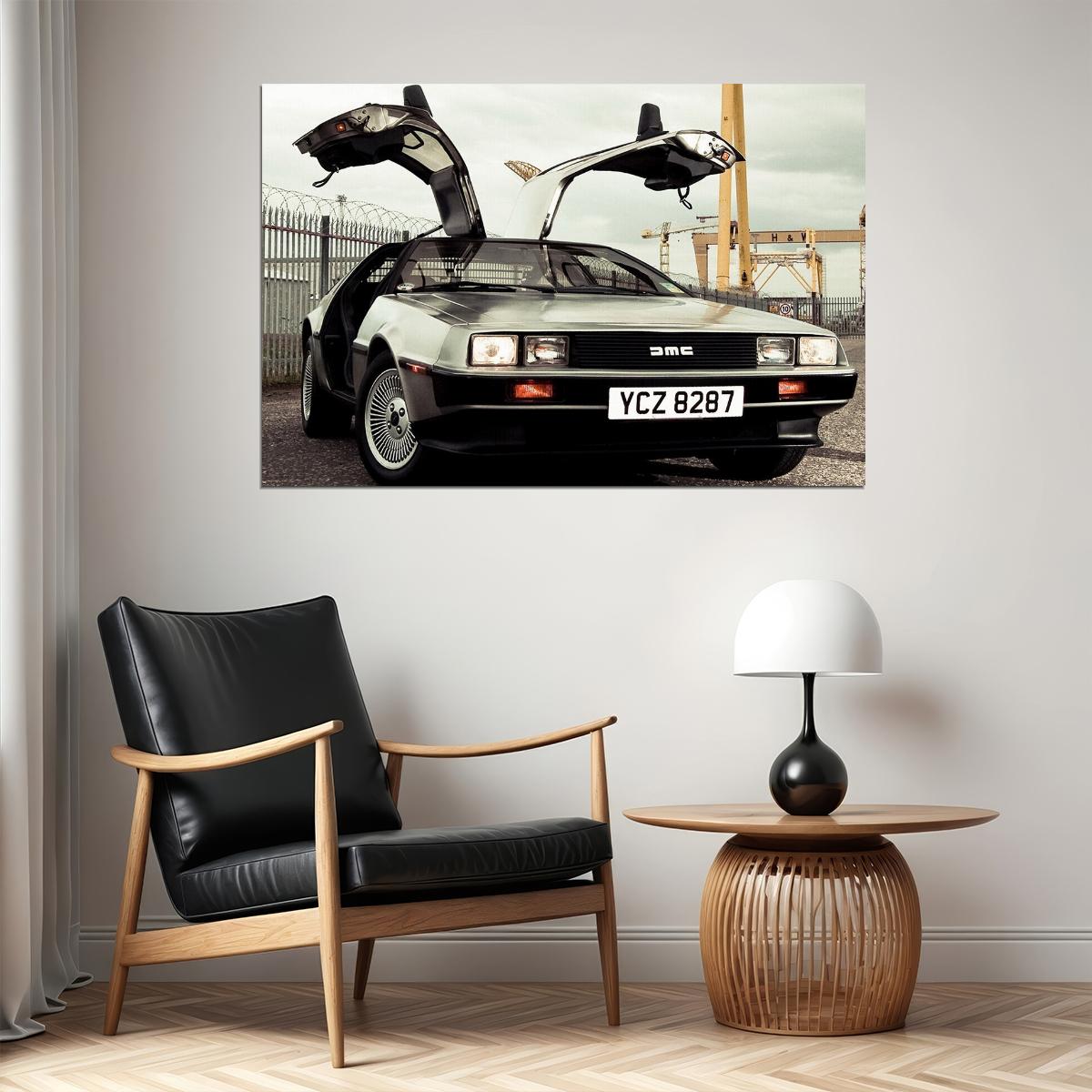 Delorean Dmc 12 1981 Super Race Car Machine Poster Wall Art Print Home Wall Decor