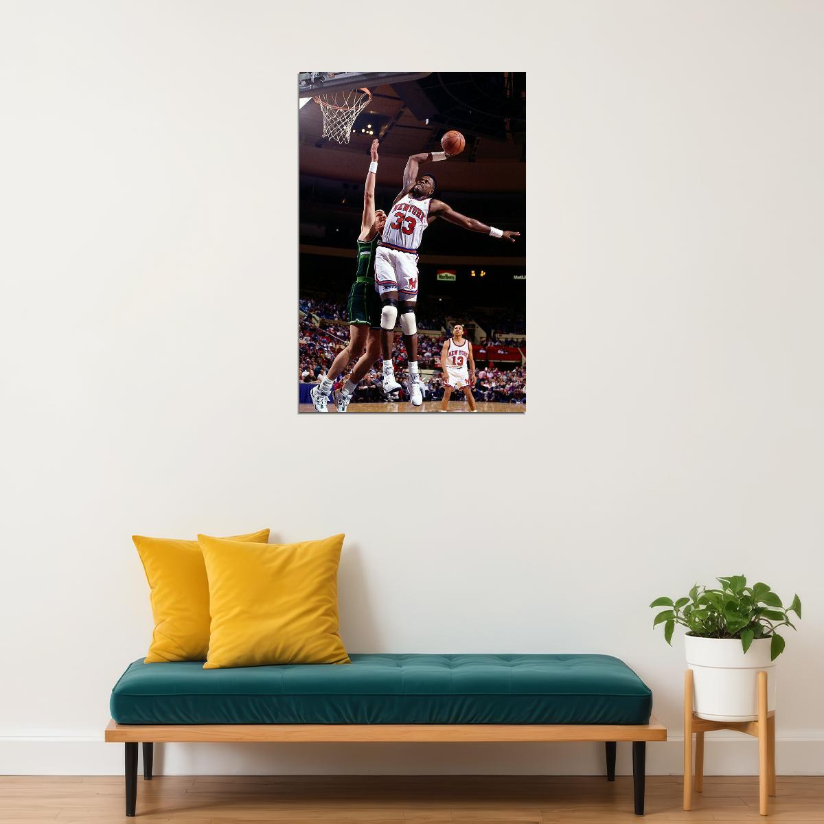 Dunk Block Star Patrick Ewing Basketball Poster Wall Art Print Home Wall Decor