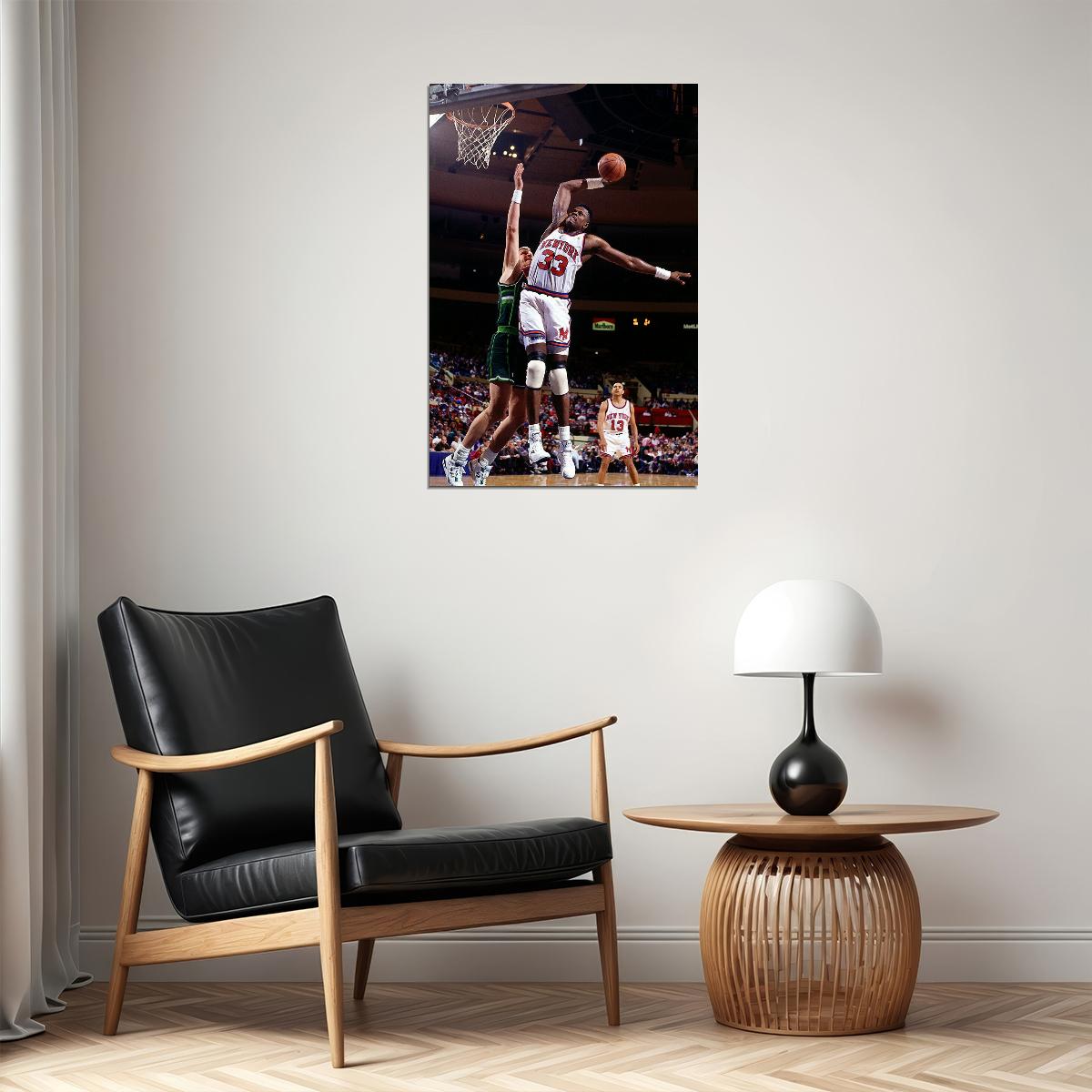 Dunk Block Star Patrick Ewing Basketball Poster Wall Art Print Home Wall Decor