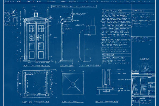 Blueprint Dr Who Time Machine Document Poster Wall Art Print Home Wall Decor