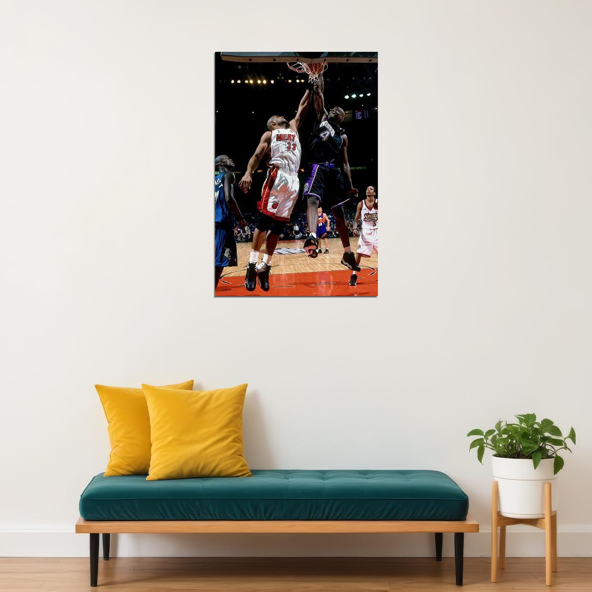 Dunk Block Star Chris Webber Basketball Poster Wall Art Print Home Wall Decor