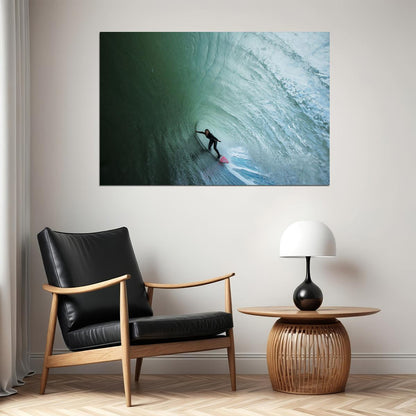 Giant Wave Girl Sea Surfing Sports Surf Riding Poster Wall Art Print Home Wall Decor