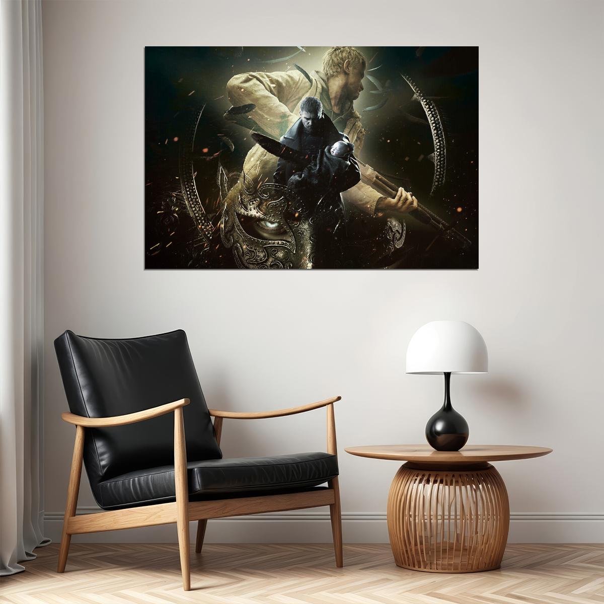 Resident Evil 8 Village Key Lady Dimitrescu Game Poster Wall Art Print Home Wall Decor