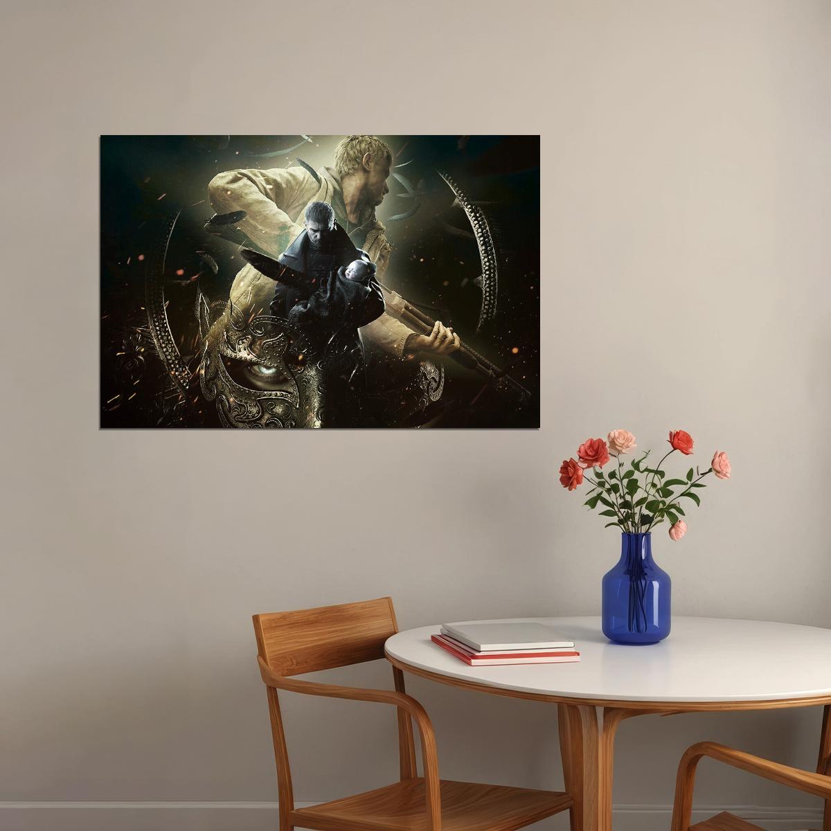 Resident Evil 8 Village Key Lady Dimitrescu Game Poster Wall Art Print Home Wall Decor