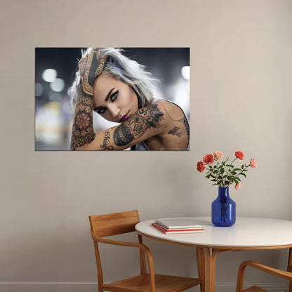 Tattoo Girl Beauty Hot Artist Tattoo Model Poster Wall Art Print Home Wall Decor - xonomax