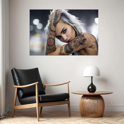 Tattoo Girl Beauty Hot Artist Tattoo Model Poster Wall Art Print Home Wall Decor - xonomax