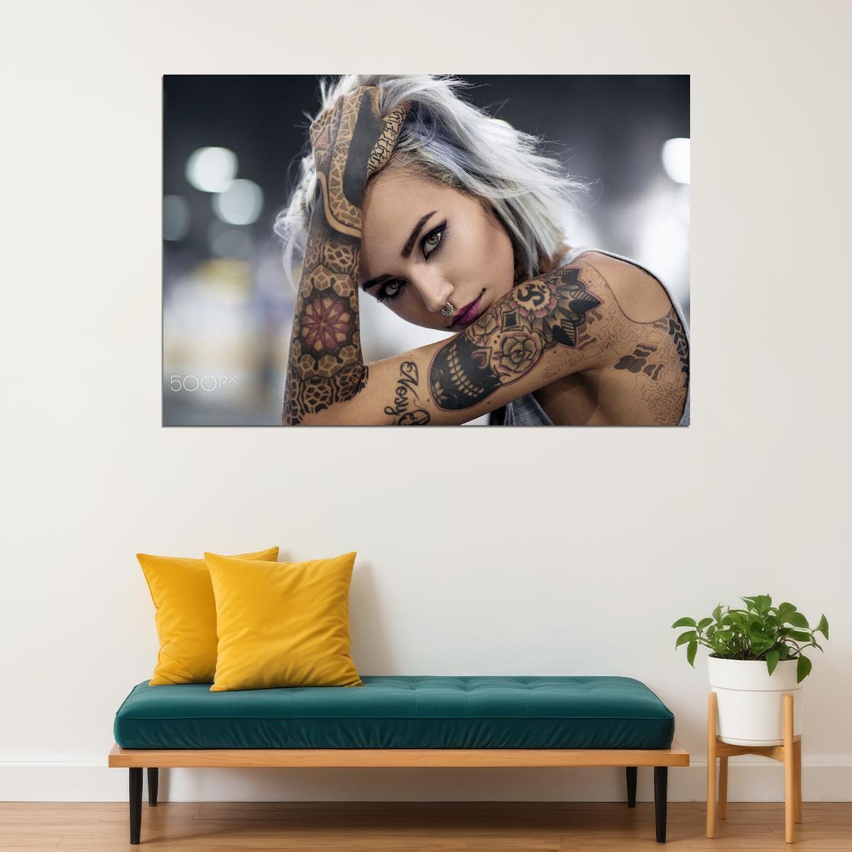 Tattoo Girl Beauty Hot Artist Tattoo Model Poster Wall Art Print Home Wall Decor - xonomax